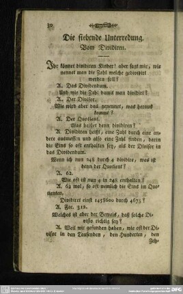 Die siebende Unterredung. Vom Dividiren
