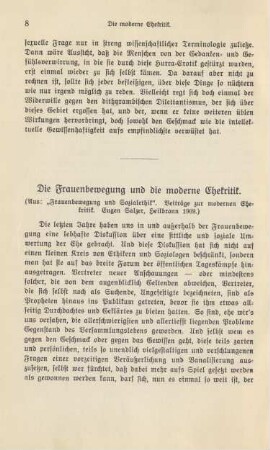 Die Frauenbewegung und die moderne Ehekritik