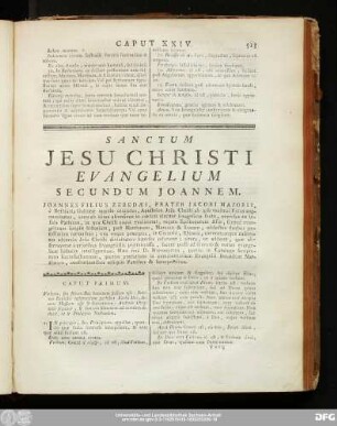 Sanctum Iesu Christi Evangelium Secundum Ioannem.