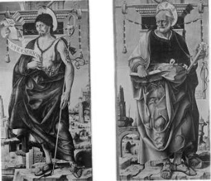 Griffoni Polyptychon — Altarflügel mit Johannes dem Täufer und dem heiligen Petrus
