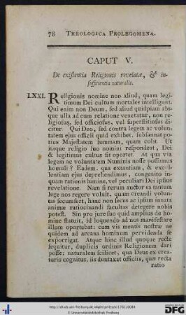 Caput V. De existentia Religionis revelatae, et insufficientia naturalis.