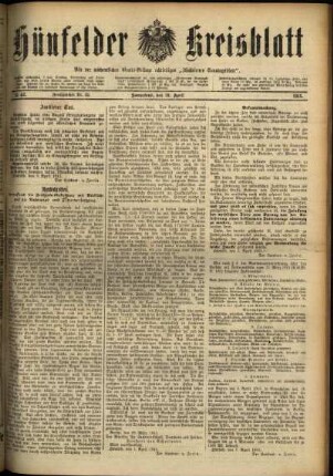 Ausgabe vom Samstag, den 10. April 1915.