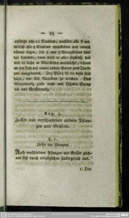 Kap. 5. Zucker aus verschiedenen andern Pflanzen und Gräsern