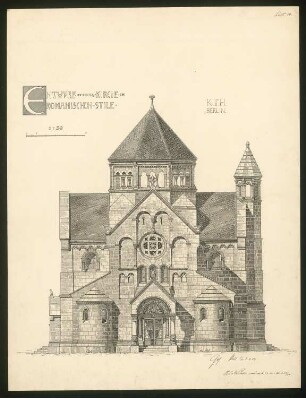 Übung Mittelalterliche Baukunst: Romanische Kirche. Ansicht 1:50