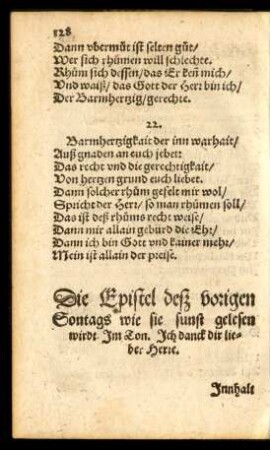 Die Epistel deß vorigen Sontags ...