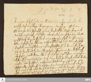 Postskriptum zu einem Brief von [Unbekannt] an [August Hermann Francke].
