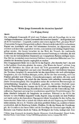 Walter Jungs Grammatik der deutschen Sprache [Rezension]