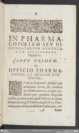In Pharmacopoeiam Seu Dispensatorium Augustanum Prolegomena Isagogica