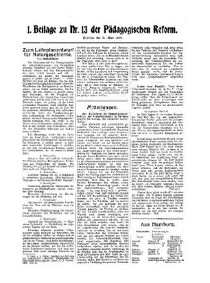Zum Lehrplanentwurf für Naturgeschichte : 1. Beilage zu Nr. 13 der Pädagogischen Reform