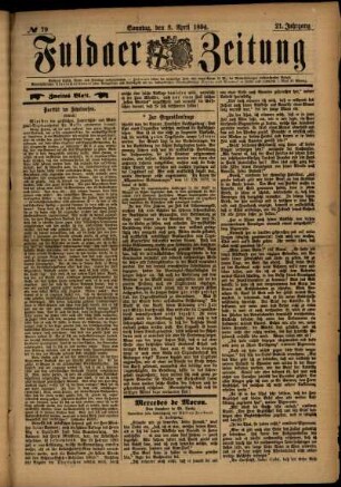 Zweite Ausgabe vom Sonntag, den 08. April 1894.