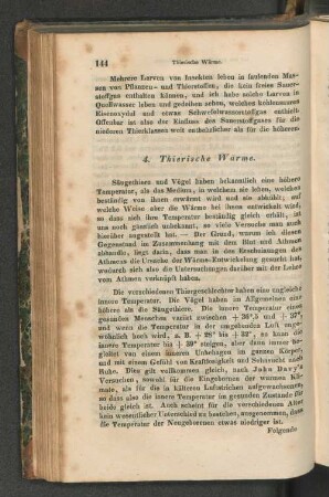 4. Thierische Wärme.