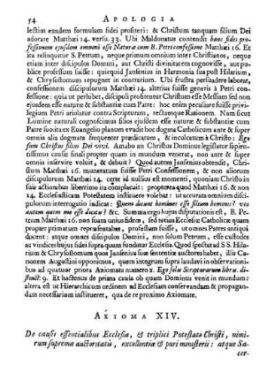 Axioma XIV. De causis essentialibus Ecclesiæ [...]