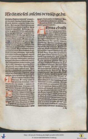 Meditatio sancti Anselmi de redemptione generis humani.