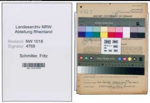 Entnazifizierung Fritz Schmitter , geb. 25.09.1896 (Schuster)