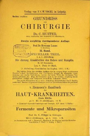 Deutsche Zeitschrift für Chirurgie. 19. 1884