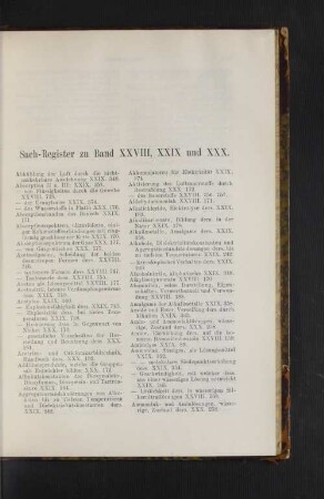 Sach-Register zu Band XXVIII, XXIX und XXX