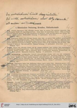 Keramik, Glas (Nr. 1-188)