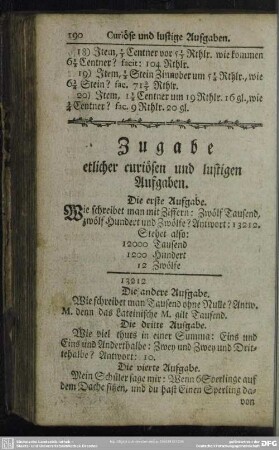 Zugabe etlicher curiösen und lustigen Aufgaben
