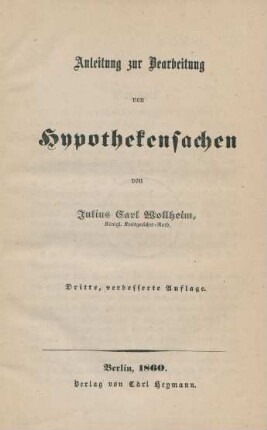 Anleitung zur Bearbeitung von Hypothekensachen