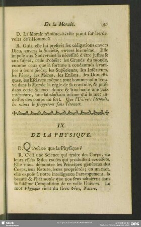 IX. De La Physique
