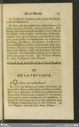 IX. De La Physique
