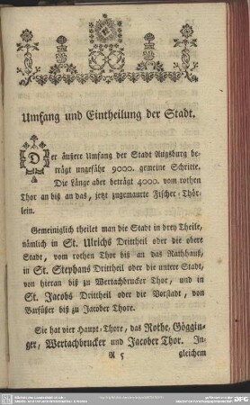 Umfang und Eintheilung der Stadt