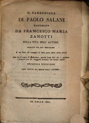 Il Canzoniere di Paolo Salani