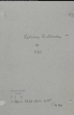 Kirchenbuchduplikat der evangelischen Gemeinde Rehme, Kreis Minden (GHT 1832-1835) (Gemeinde: Evangelische Gemeinde Rehme)