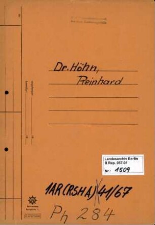 Personenheft Dr. Reinhard Höhn (*29.07.1904), SS- Standartenführer