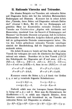 II. Rationale Vierecke und Tetraeder.