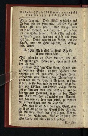 II. Die Artickel unsers Christlichen Glaubens
