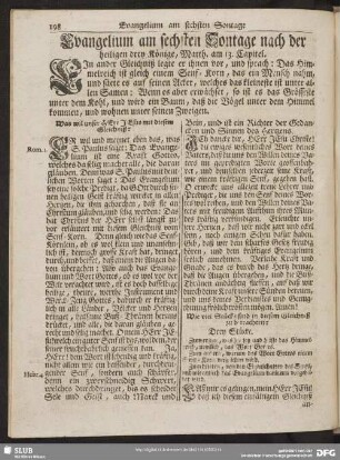 [Evangelium und Epistel am sechsten Sontage nach der heiligen drey Könige]
