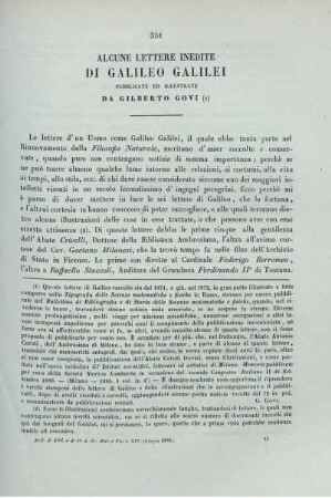 Alcune lettere inedite di Galileo Galilei.