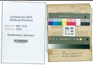 Entnazifizierung Bernhard Moellenbeck , geb. 04.06.1912 (Baecker)