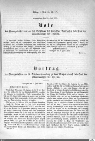 Staatshaushalt für 1871-1872