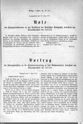 Staatshaushalt für 1871-1872