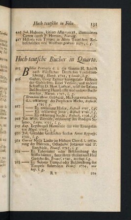 131-142, Hoch teutsche Bücher in Quarto