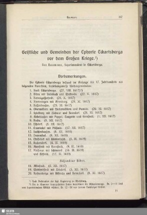 Geistliche und Gemeinden der Ephorie Eckartsberga vor dem Großen Kriege