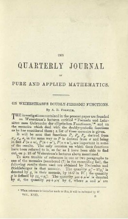 On Weierstrass's doubly-periodic functions.