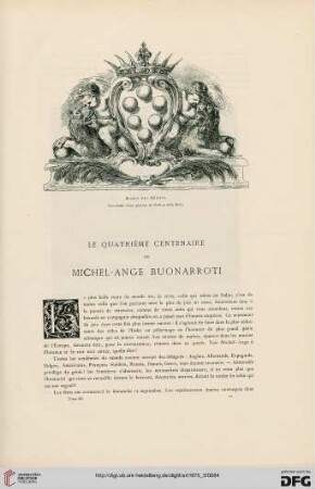 1: Le Quatrième Centenaire de Michel-Ange Buonarroti