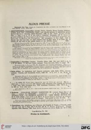 (Aldus Presse - Johann Zainer) (Nr. 1 - 473)