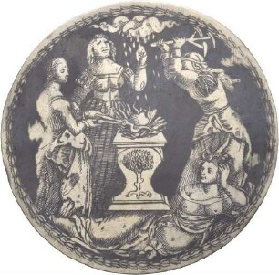 Niellosscheibe mit Darstellung einer Allegorie nach Albrecht Dürer