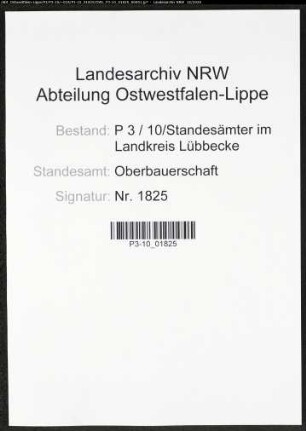Sterberegister Standesamt Oberbauerschaft