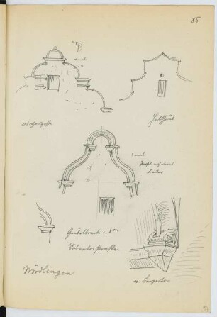 Giebel, Nördlingen: Ansichten, Details (aus: Skizzen- und Fotoalbum 24)