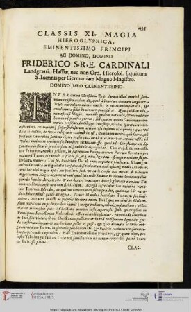 Classis XI: Magia Hieroglyphica