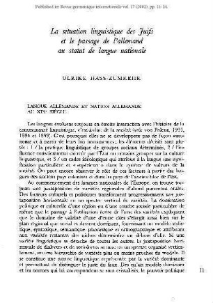 La situation linguistique des Juifs et le passage de l'allemand au statut de langue nationale