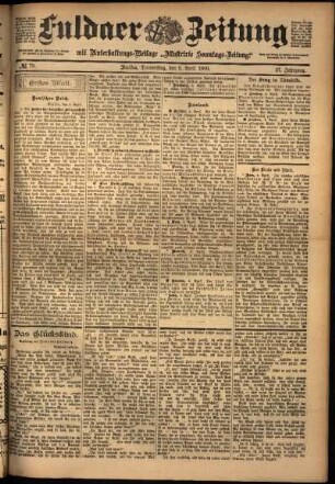 Erste Ausgabe vom Donnerstag, den 05. April 1900.