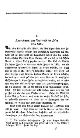 Anweisungen zum Unterricht im Lesen
