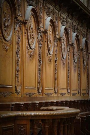 Frankreich. Centre. Loiret. Orleans. Cathedrale Sainte Croix. Innen. Chorgestühl. Frühes 18 Jahrhundert. Detail