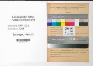 Entnazifizierung Heinrich Sprenger , geb. 14.12.1915 (Major)